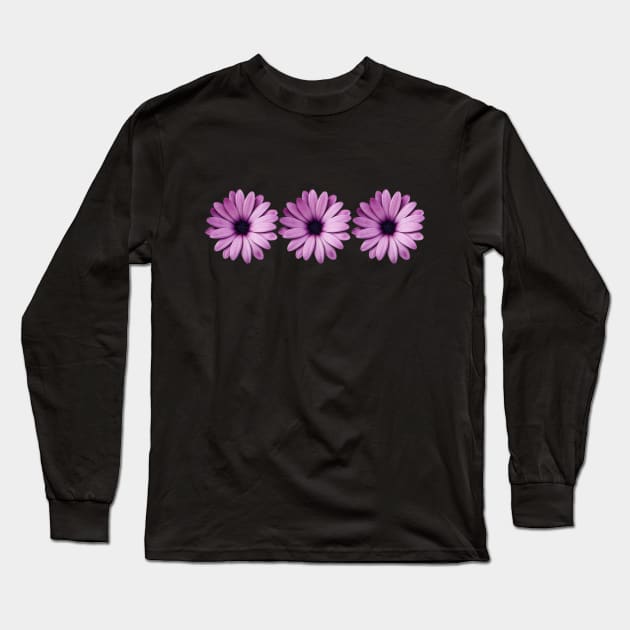 Triple Purple Flower Long Sleeve T-Shirt by In Beauty We Trust